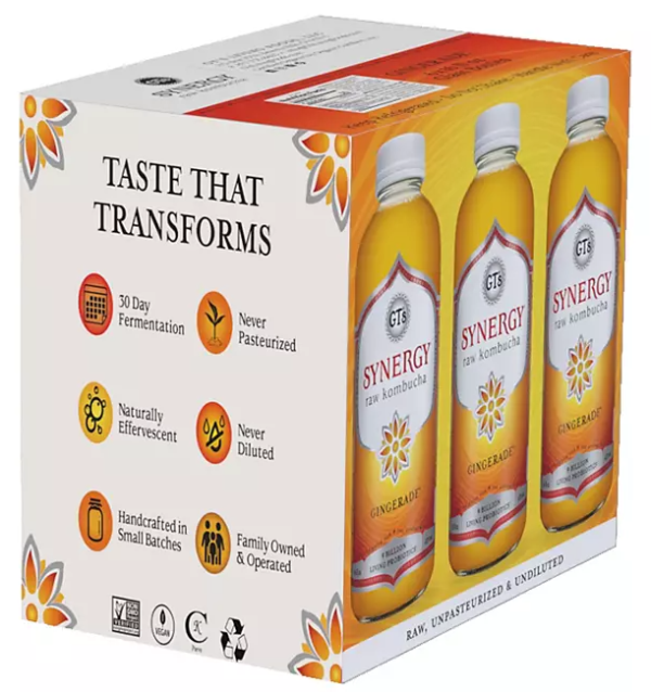GT'S Organic & Unpasteurized Raw Kombucha Gingerade- Enzymes and Probiotics