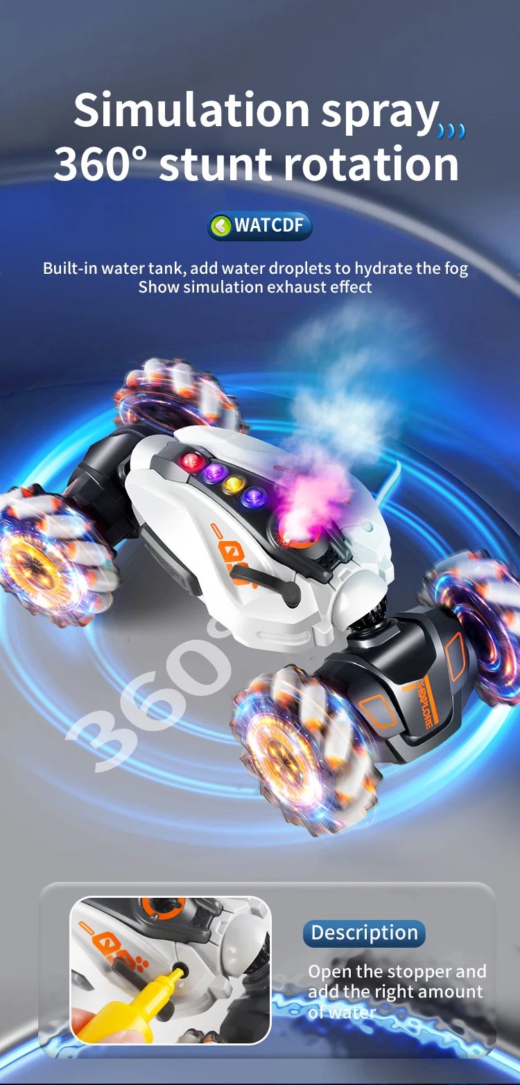 4WD 1:16 Stunt RC Car With LED Light Gesture Induction Deformation Twist Climbing Radio Controlled Car Electronic Toys for Kids