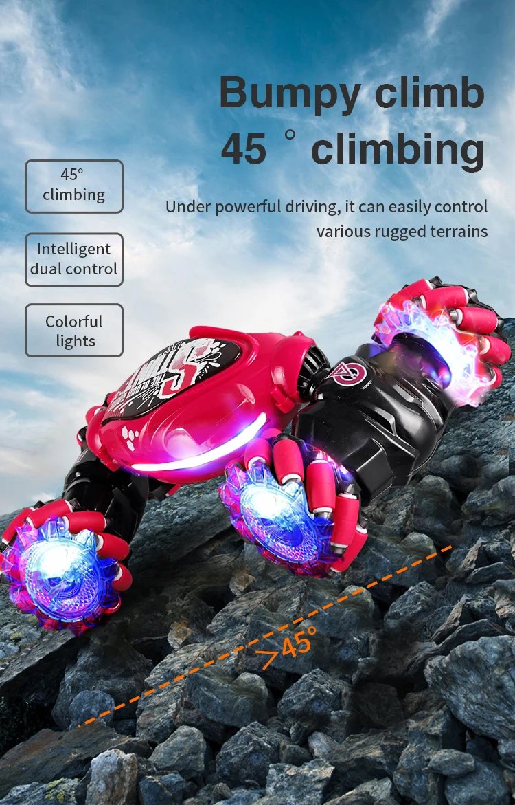 4WD 1:16 Stunt RC Car With LED Light Gesture Induction Deformation Twist Climbing Radio Controlled Car Electronic Toys for Kids