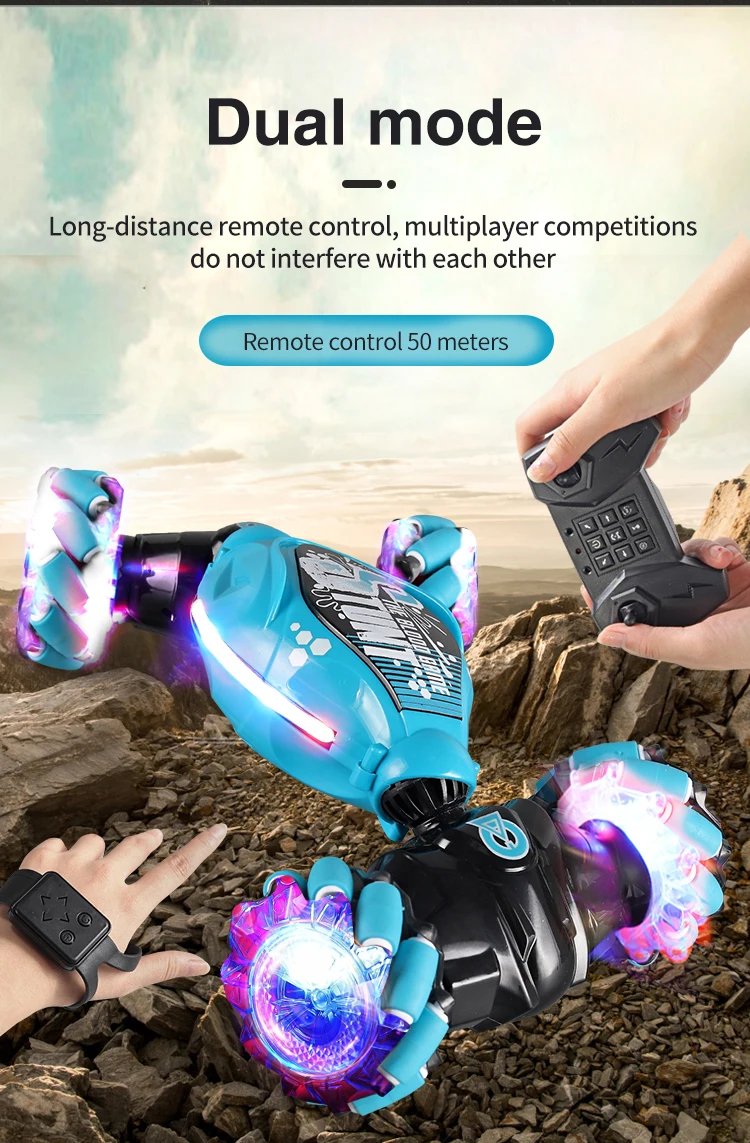 4WD 1:16 Stunt RC Car With LED Light Gesture Induction Deformation Twist Climbing Radio Controlled Car Electronic Toys for Kids