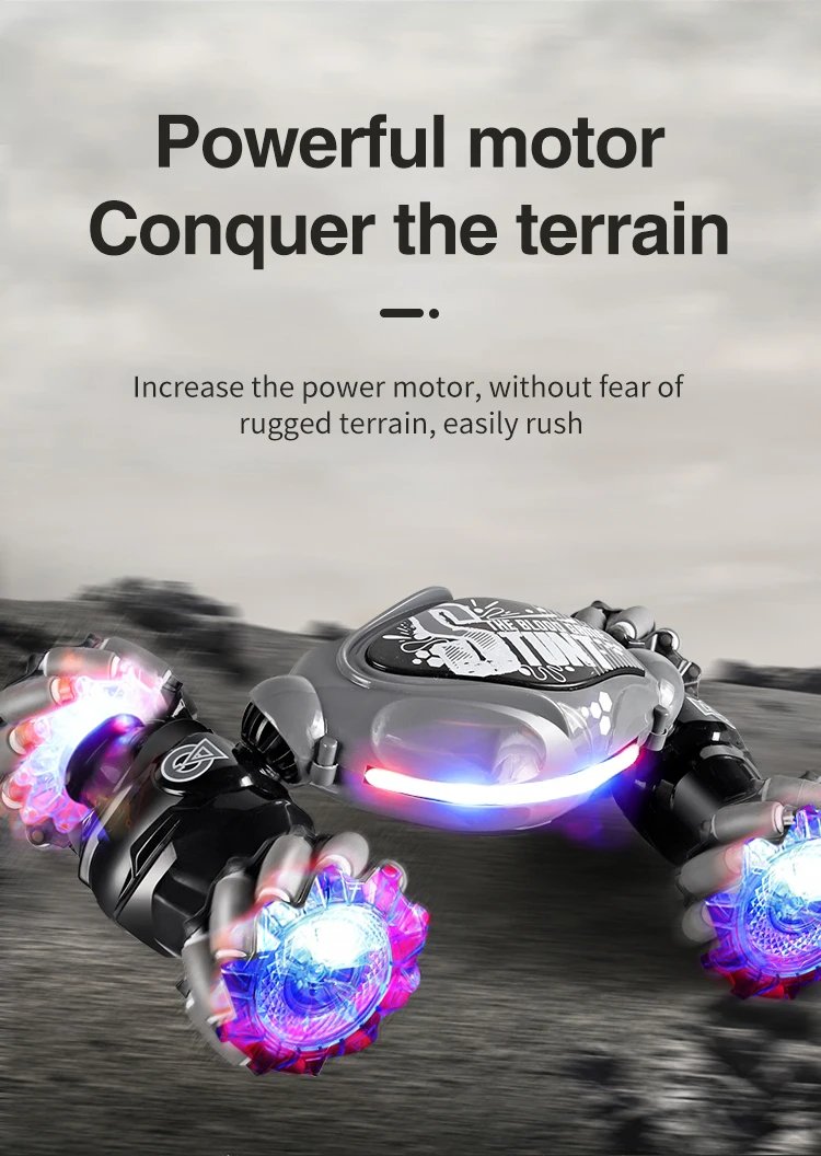 4WD 1:16 Stunt RC Car With LED Light Gesture Induction Deformation Twist Climbing Radio Controlled Car Electronic Toys for Kids