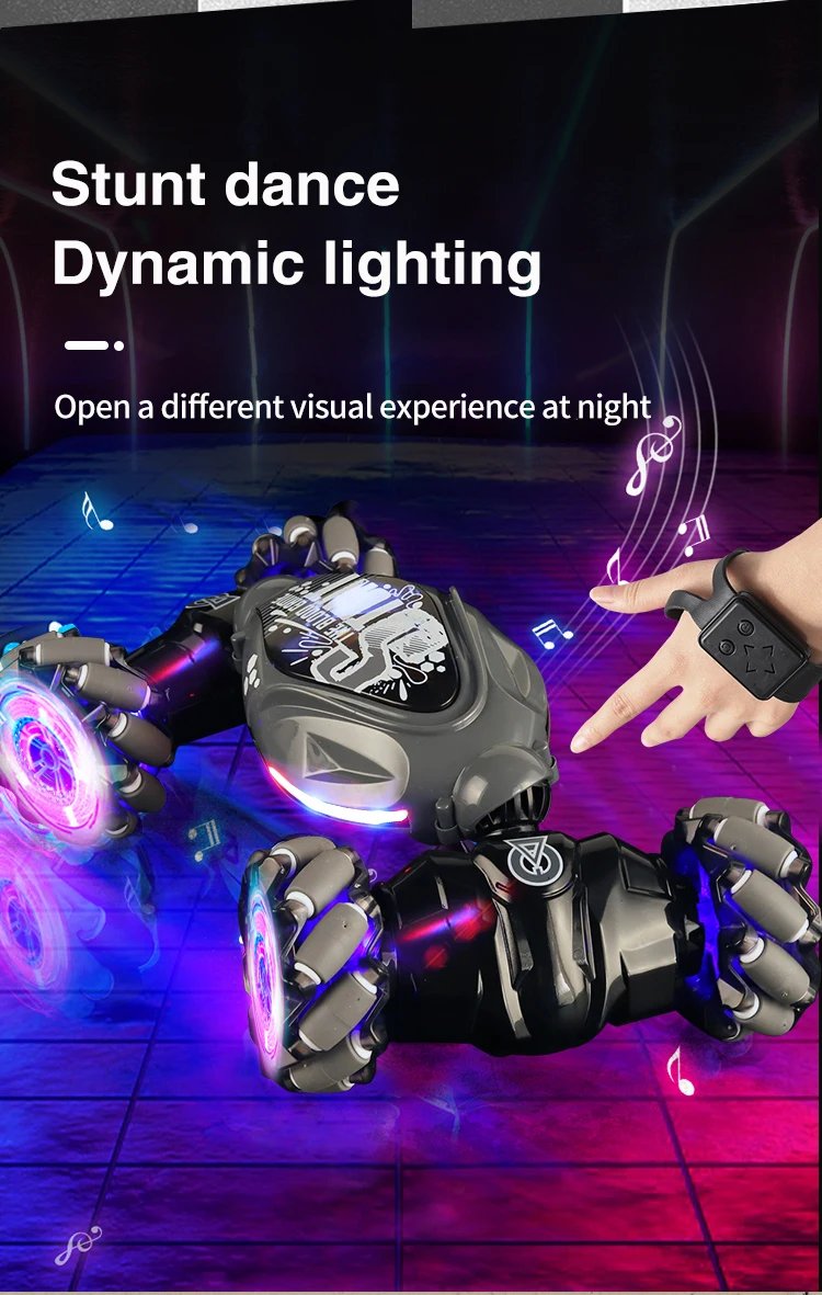 4WD 1:16 Stunt RC Car With LED Light Gesture Induction Deformation Twist Climbing Radio Controlled Car Electronic Toys for Kids
