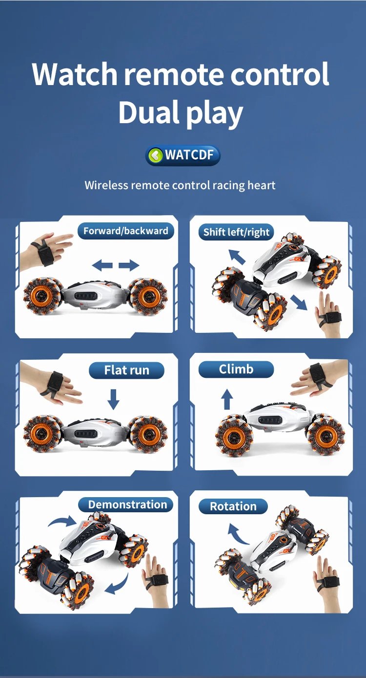 4WD 1:16 Stunt RC Car With LED Light Gesture Induction Deformation Twist Climbing Radio Controlled Car Electronic Toys for Kids
