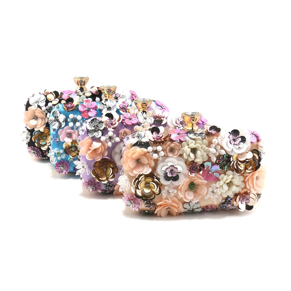 Fashion Women Bags Flower Diamonds Embroidery Small Clutch Luxury Lady Handbags Evening Bags New Arrival Chain Shoulder Purse
