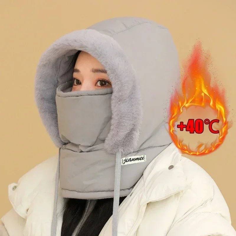Heavy Duty Winter Balaclava Hat Thick Thermal Padding Full Face Protection Windproof Hooded Mask For Skiing Snowboarding