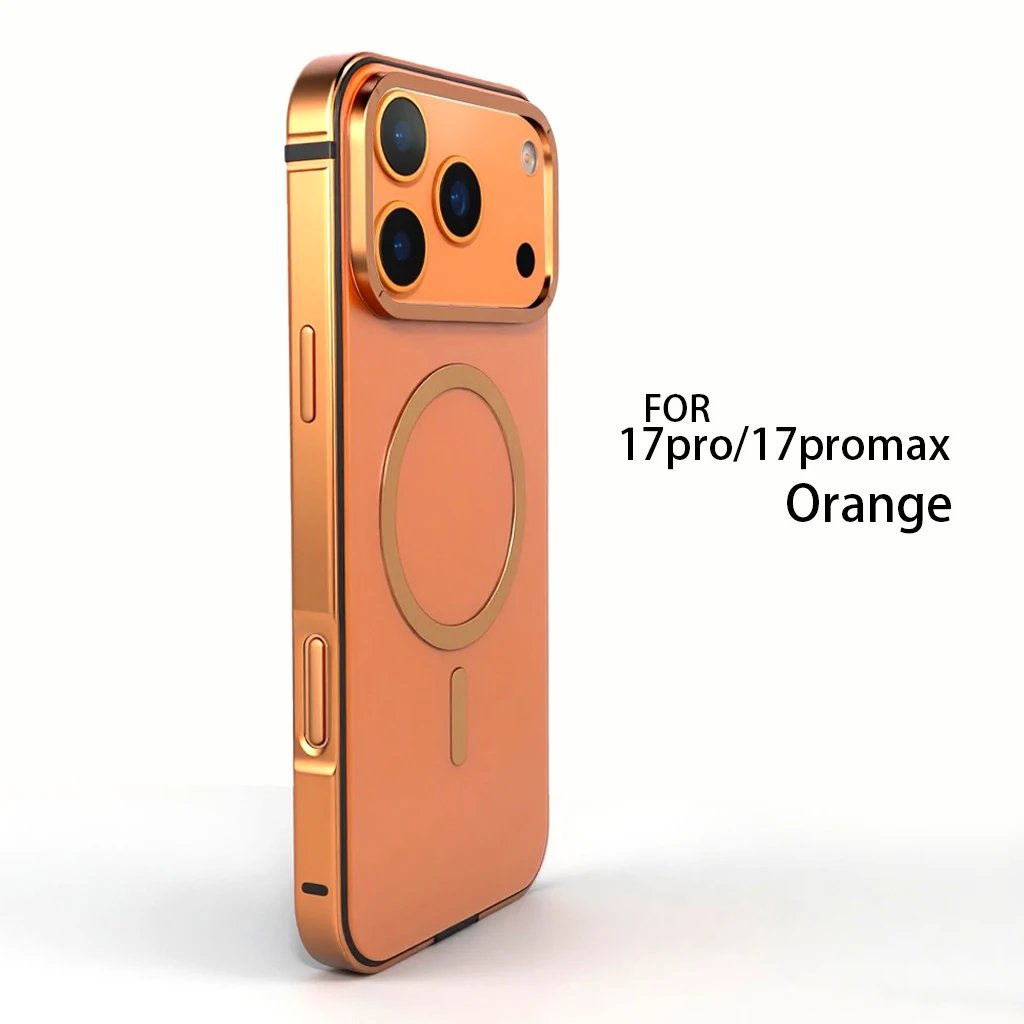 High End Magnetic Original Color Backplate Phone Case, For IPhone 17 Pro 17 Promax Metal Frame Anti Drop Protection Hard Case