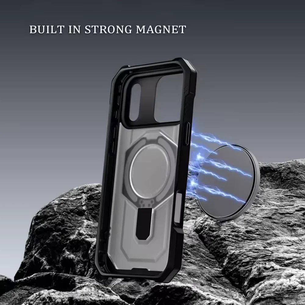 Luxury Heavy Military Armor Shockproof Case For iPhone 17 Pro Max 17 Air 17 Pro Magsafe Magnetic Ring Stand Holder Hard Cover