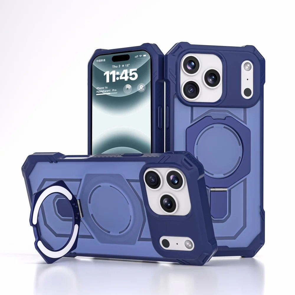 Luxury Heavy Military Armor Shockproof Case For iPhone 17 Pro Max 17 Air 17 Pro Magsafe Magnetic Ring Stand Holder Hard Cover