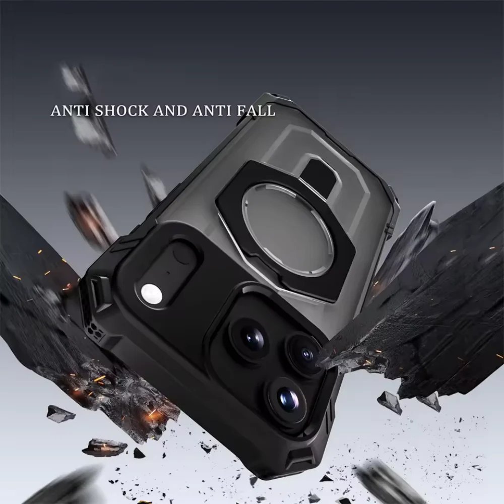 Luxury Heavy Military Armor Shockproof Case For iPhone 17 Pro Max 17 Air 17 Pro Magsafe Magnetic Ring Stand Holder Hard Cover