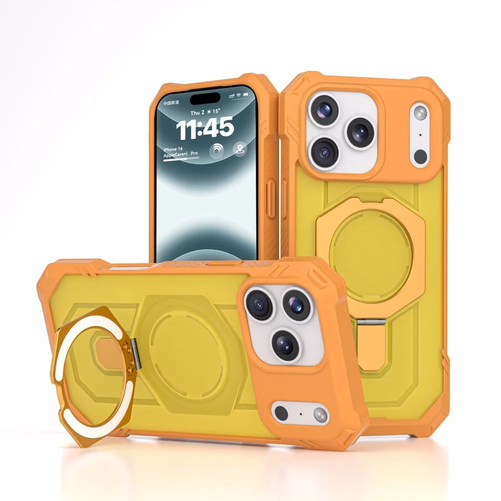 Luxury Heavy Military Armor Shockproof Case For iPhone 17 Pro Max 17 Air 17 Pro Magsafe Magnetic Ring Stand Holder Hard Cover