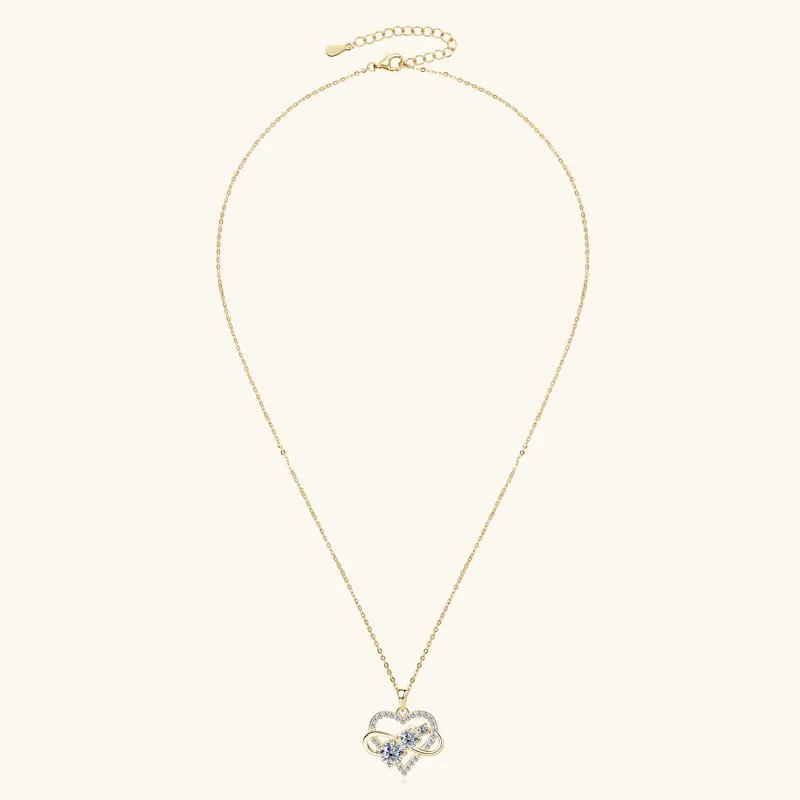 RAPRGOLD GRA Certified Moissanite Infinite Love Heart Pendant Necklace 925 Sterling Silver for Women Fine Jewelry Gifts cadena