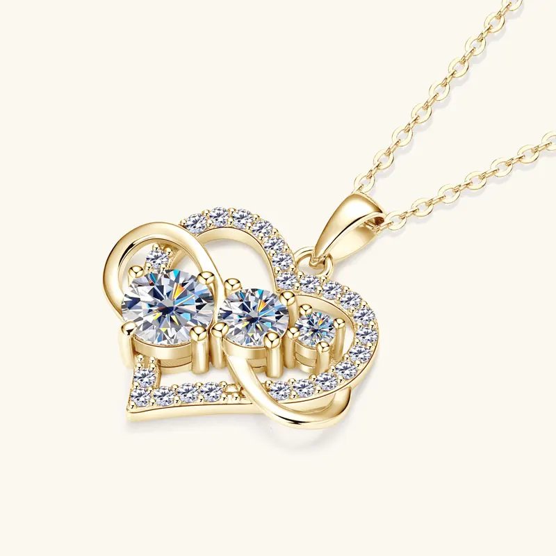 RAPRGOLD GRA Certified Moissanite Infinite Love Heart Pendant Necklace 925 Sterling Silver for Women Fine Jewelry Gifts cadena