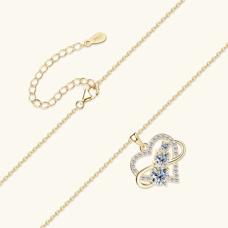 RAPRGOLD GRA Certified Moissanite Infinite Love Heart Pendant Necklace 925 Sterling Silver for Women Fine Jewelry Gifts cadena