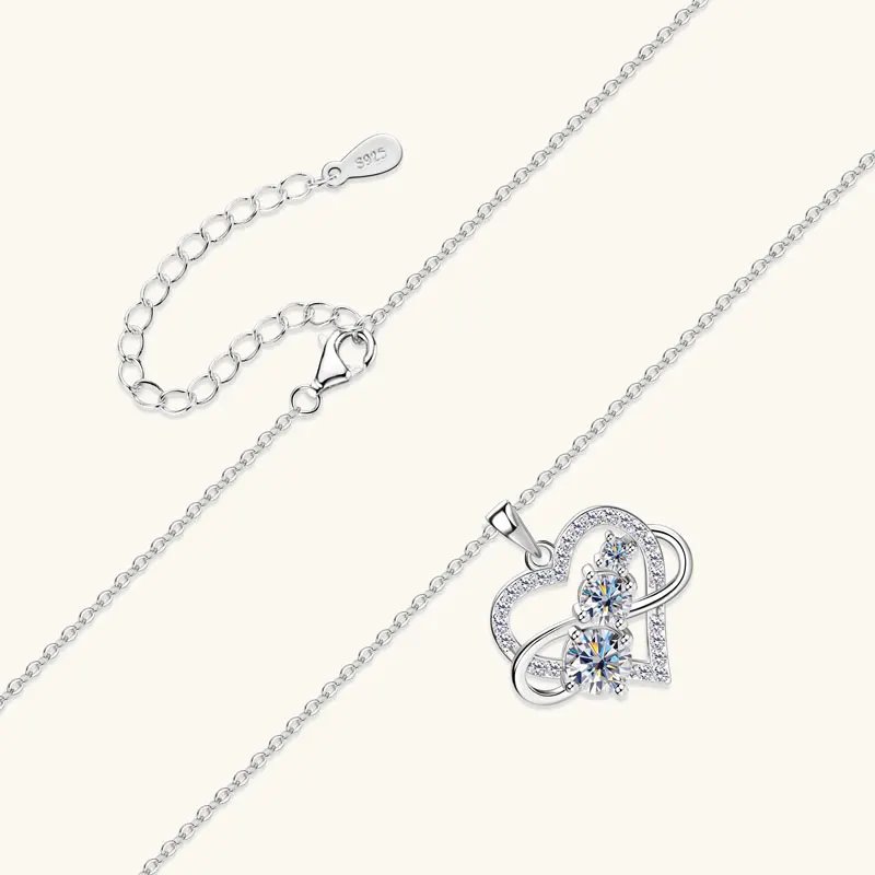 RAPRGOLD GRA Certified Moissanite Infinite Love Heart Pendant Necklace 925 Sterling Silver for Women Fine Jewelry Gifts cadena