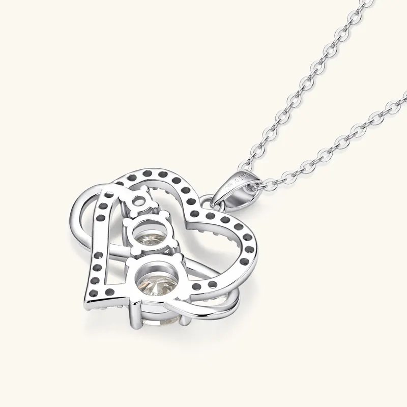 RAPRGOLD GRA Certified Moissanite Infinite Love Heart Pendant Necklace 925 Sterling Silver for Women Fine Jewelry Gifts cadena