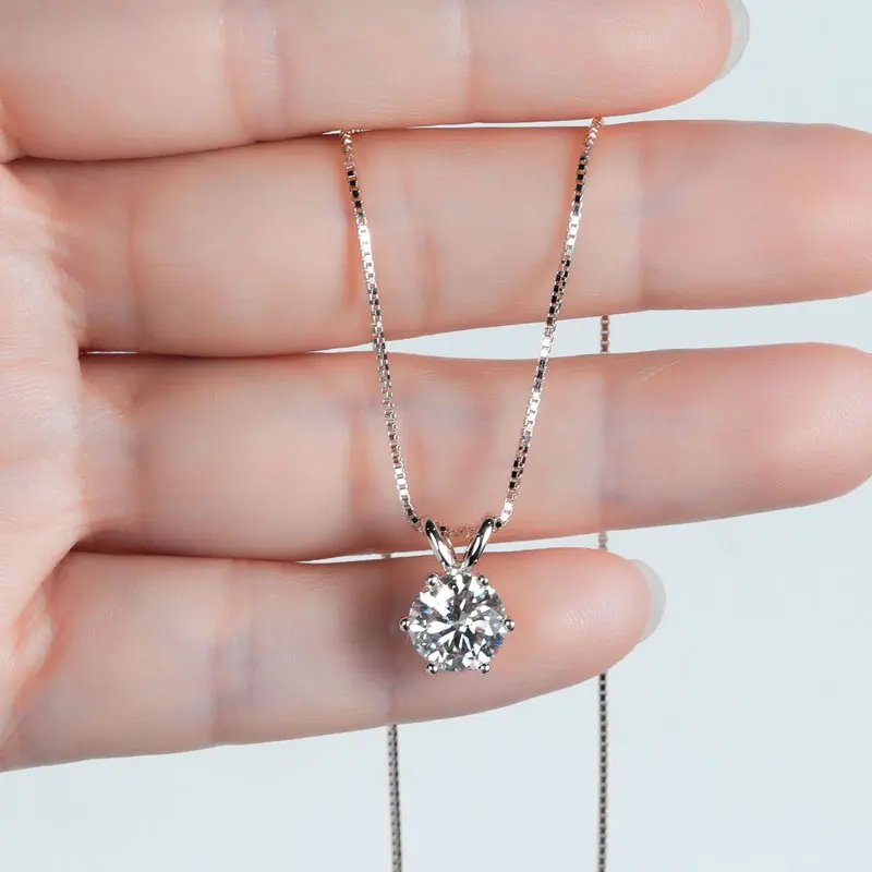 Classic 0.5CT-5CT D Moissanite Pendant Necklace Adjustable Chain 925 Silver for Women GRA Certificate 2CT 3CT 4CT Lab Diamond