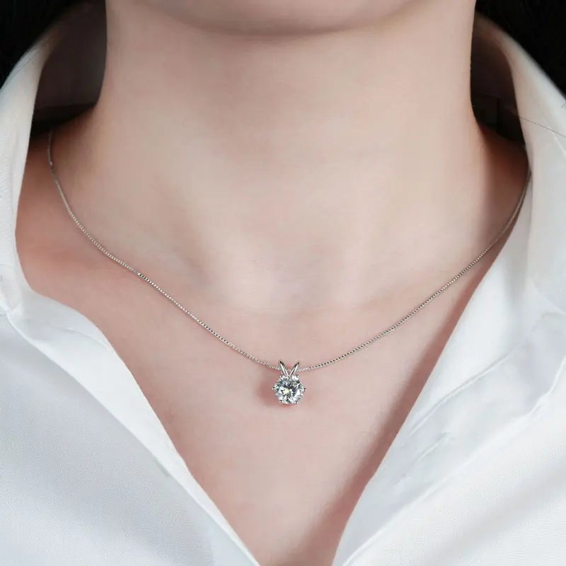 Classic 0.5CT-5CT D Moissanite Pendant Necklace Adjustable Chain 925 Silver for Women GRA Certificate 2CT 3CT 4CT Lab Diamond