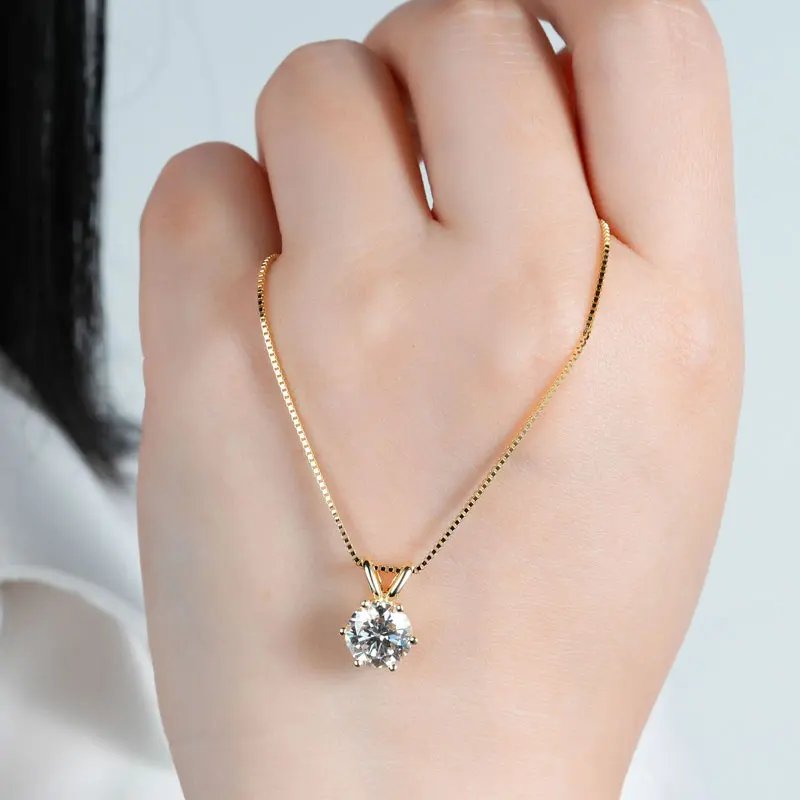 Classic 0.5CT-5CT D Moissanite Pendant Necklace Adjustable Chain 925 Silver for Women GRA Certificate 2CT 3CT 4CT Lab Diamond