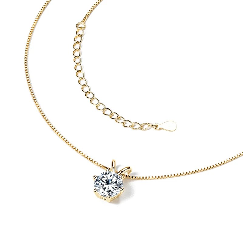 Classic 0.5CT-5CT D Moissanite Pendant Necklace Adjustable Chain 925 Silver for Women GRA Certificate 2CT 3CT 4CT Lab Diamond