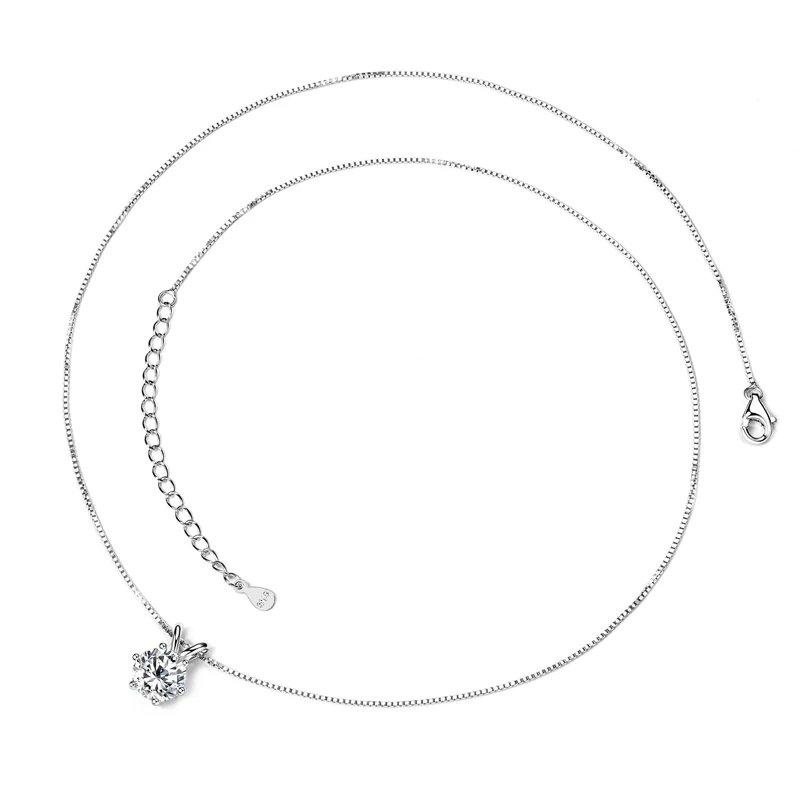 Classic 0.5CT-5CT D Moissanite Pendant Necklace Adjustable Chain 925 Silver for Women GRA Certificate 2CT 3CT 4CT Lab Diamond