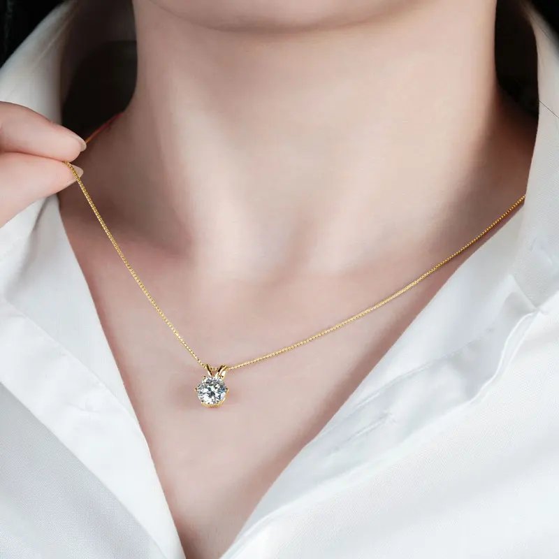 Classic 0.5CT-5CT D Moissanite Pendant Necklace Adjustable Chain 925 Silver for Women GRA Certificate 2CT 3CT 4CT Lab Diamond