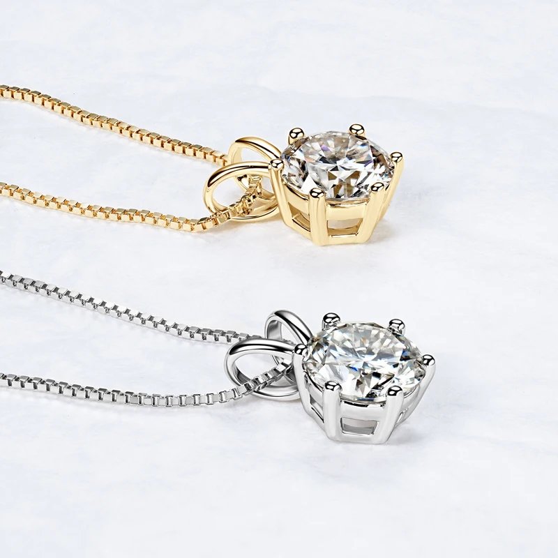 Classic 0.5CT-5CT D Moissanite Pendant Necklace Adjustable Chain 925 Silver for Women GRA Certificate 2CT 3CT 4CT Lab Diamond