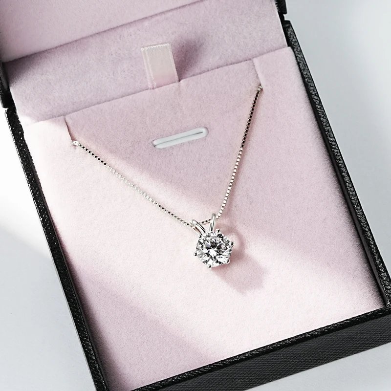 Classic 0.5CT-5CT D Moissanite Pendant Necklace Adjustable Chain 925 Silver for Women GRA Certificate 2CT 3CT 4CT Lab Diamond