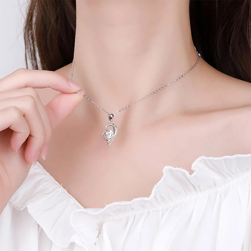 1CT Moissanite Pendant Necklace For Women 100% 925 Sterling Silver Sparkling Lab-created Diamond Wedding Party Fine Jewelry Gift