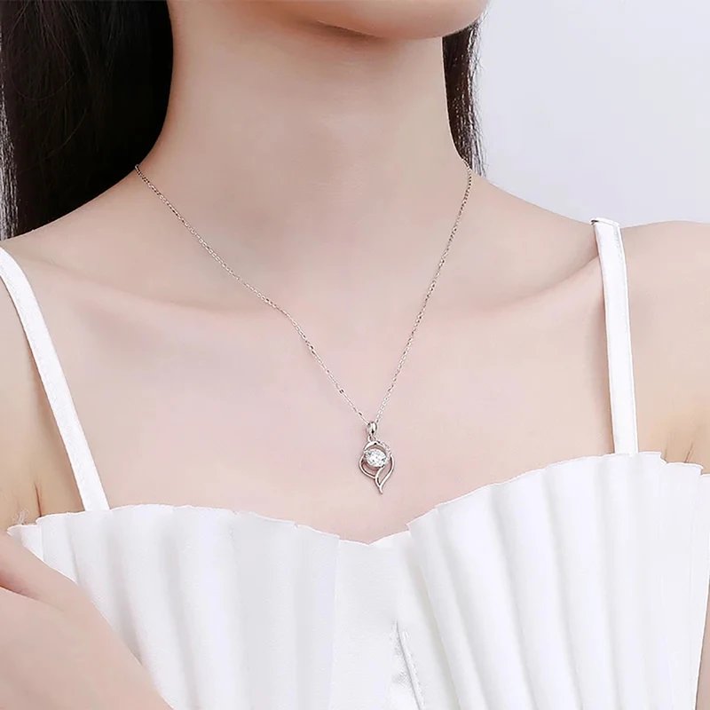 1CT Moissanite Pendant Necklace For Women 100% 925 Sterling Silver Sparkling Lab-created Diamond Wedding Party Fine Jewelry Gift