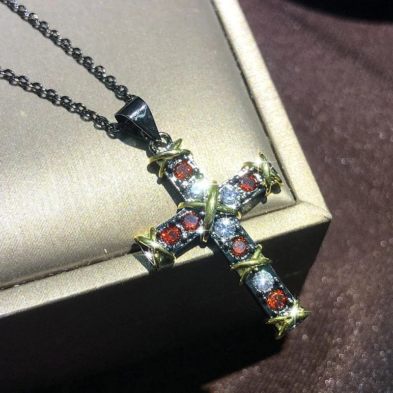 Popular Fashion 925 Silver 13 Style Cross Necklace Men And Women White Zircon Pendant Classic Clavicle Chain Party Jewelry Gift