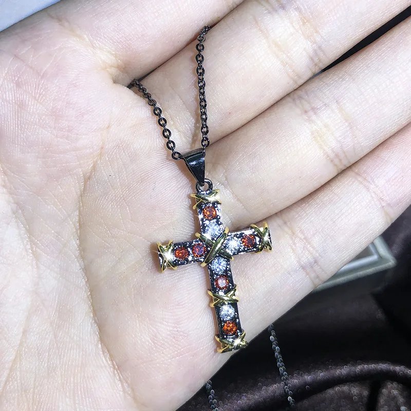 Popular Fashion 925 Silver 13 Style Cross Necklace Men And Women White Zircon Pendant Classic Clavicle Chain Party Jewelry Gift