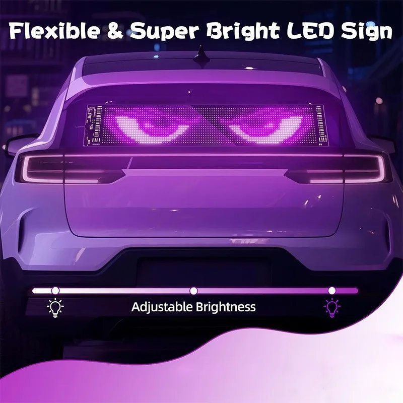 Devil Eyes Light For Car Window Flexible LED Display 35.3inX7.5in Screen Panel Demon Dynamic Big Eye Lights For Windshield