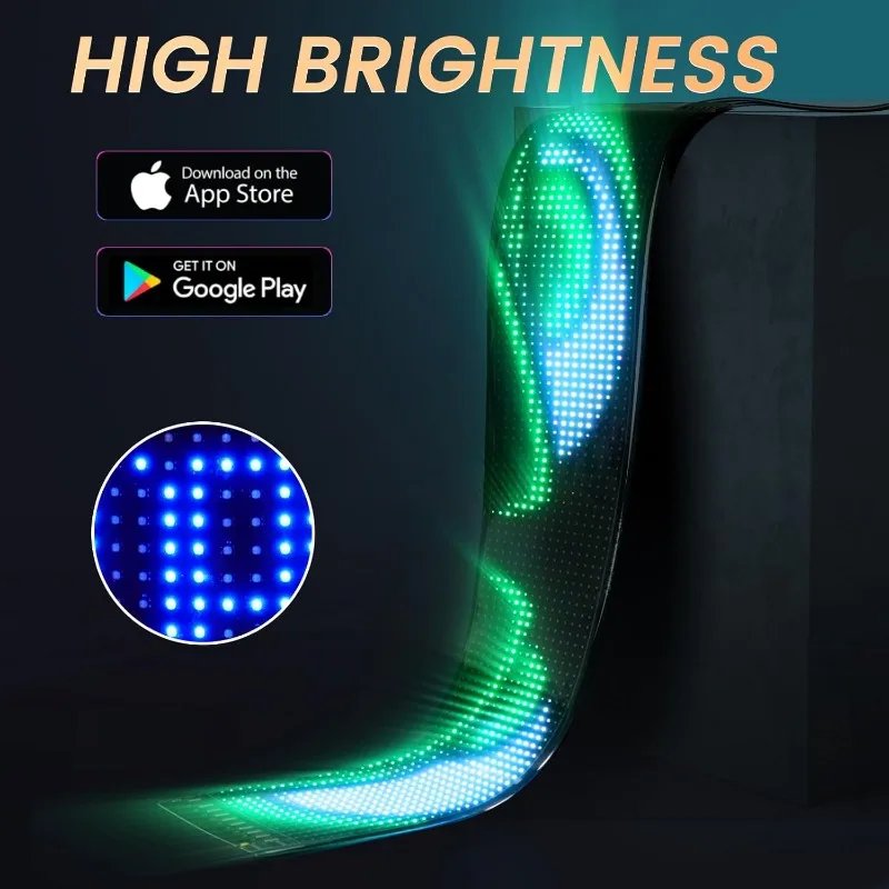 Devil Eyes Light for Cars 15''x4'' Flexible LED Light Signs for Car APP Control Custom Pattern Animation LED Displays for Car