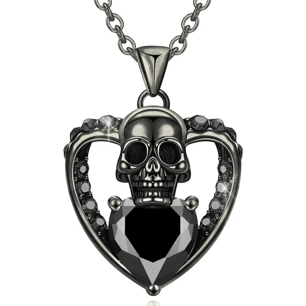 Skull Black Heart Purple Red Angel Wing Crystal Zircon Women's  Pendant Necklaces Mother's Day Halloween Christmas Jewelry