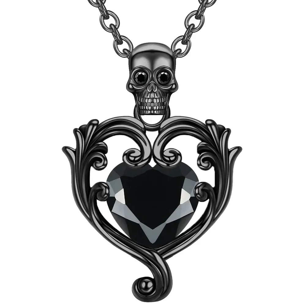 Skull Black Heart Purple Red Angel Wing Crystal Zircon Women's  Pendant Necklaces Mother's Day Halloween Christmas Jewelry
