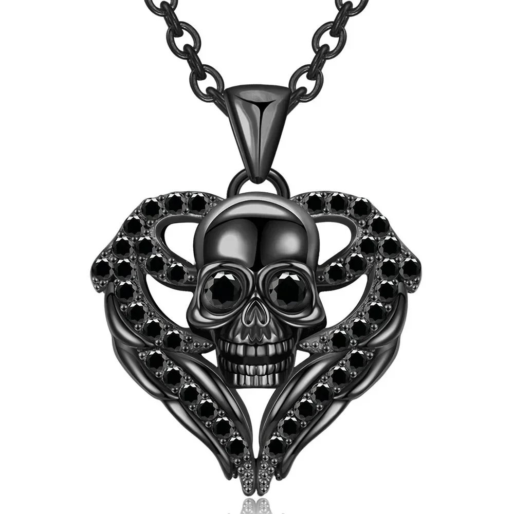 Skull Black Heart Purple Red Angel Wing Crystal Zircon Women's  Pendant Necklaces Mother's Day Halloween Christmas Jewelry