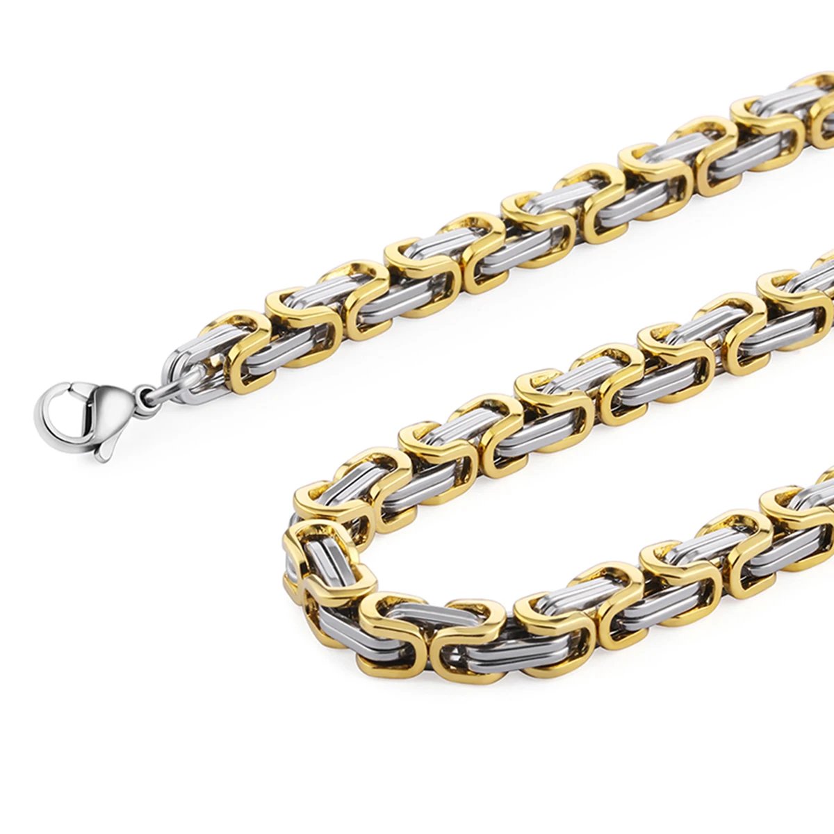Heavy Byzantine Long Chain Necklaces Stainless Steel Strong Thick Link Chain Necklace Hip Hop Punk Male Jewelry for Men Rapper
