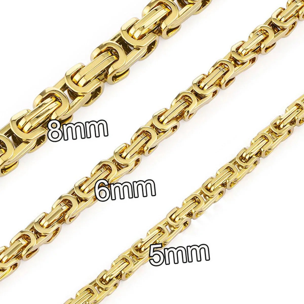 Heavy Byzantine Long Chain Necklaces Stainless Steel Strong Thick Link Chain Necklace Hip Hop Punk Male Jewelry for Men Rapper