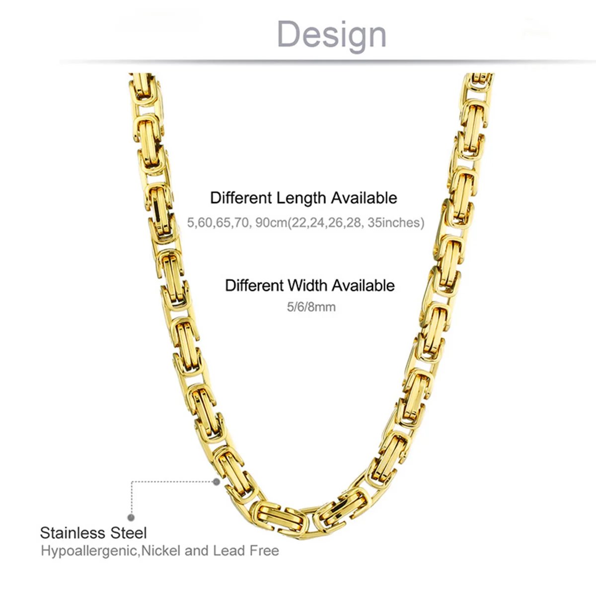 Heavy Byzantine Long Chain Necklaces Stainless Steel Strong Thick Link Chain Necklace Hip Hop Punk Male Jewelry for Men Rapper