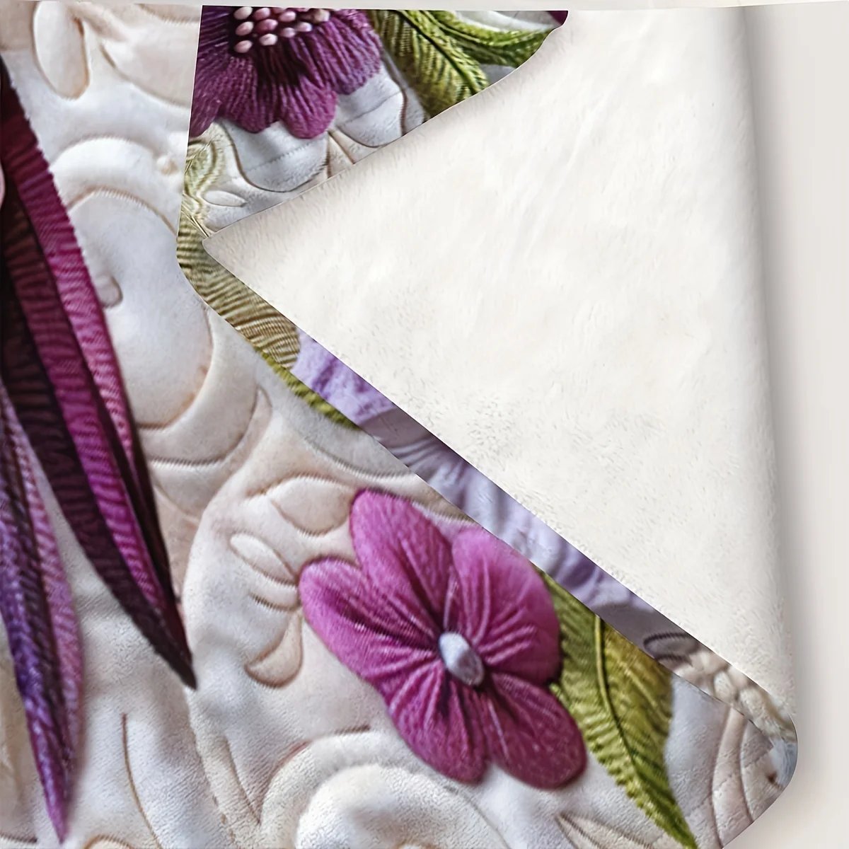 Luxury Floral Flannel Blanket - Soft Elegant Print, All-Season Throw for Women/Mom, Perfect Mother's Day/Christmas Gift