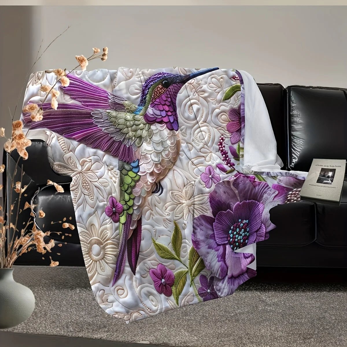 Luxury Floral Flannel Blanket - Soft Elegant Print, All-Season Throw for Women/Mom, Perfect Mother's Day/Christmas Gift