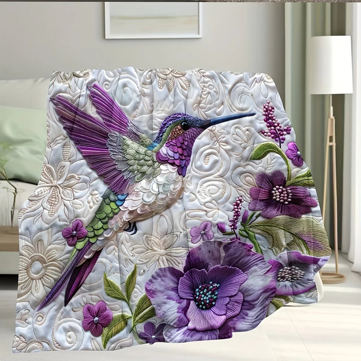 Luxury Floral Flannel Blanket - Soft Elegant Print, All-Season Throw for Women/Mom, Perfect Mother's Day/Christmas Gift