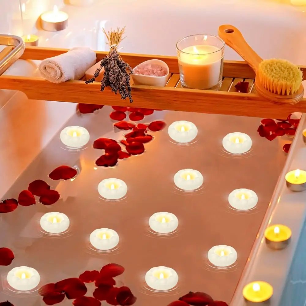 12-100PCS Flameless Floating Candles for Centerpieces Wedding LED Tealight 5.5/7.5CM Battery Operate Float Candle Pool Spa Decor