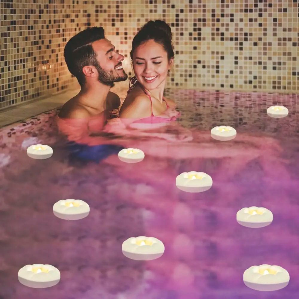 12-100PCS Flameless Floating Candles for Centerpieces Wedding LED Tealight 5.5/7.5CM Battery Operate Float Candle Pool Spa Decor