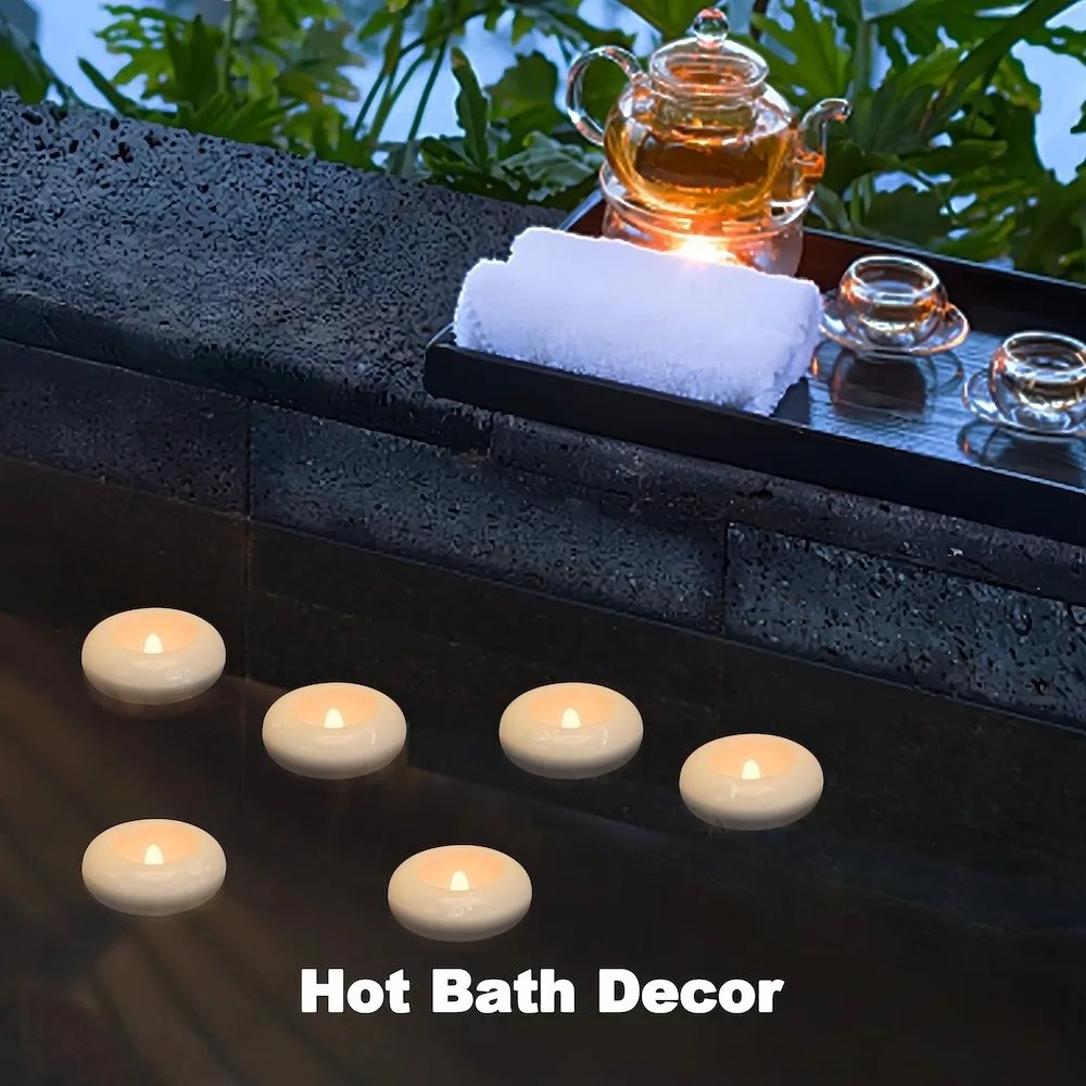 Flameless Led Floating Candles Battery Operate Waterproof for Cylinder Vases Centerpieces at Wedding Decor Party Pool