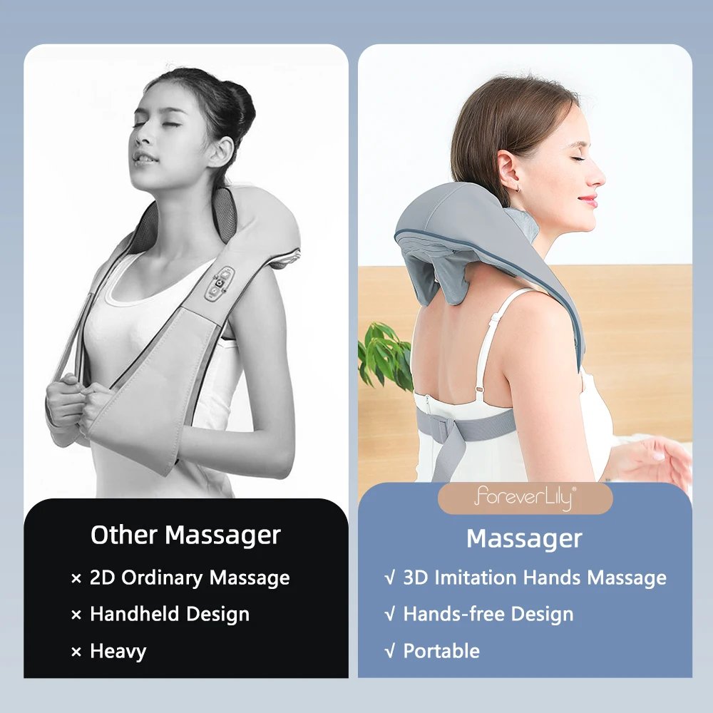 Foreverlily Wireless Neck And Back Massager Neck And Shoulder Kneading Massage Shawl Neck Cervical Relaxing Trapezius Massager Foreverlily Wireless Neck And Back Massager Neck And Shoulder Kneading Massage Shawl Neck Cervical Relaxing Trapezius Massager