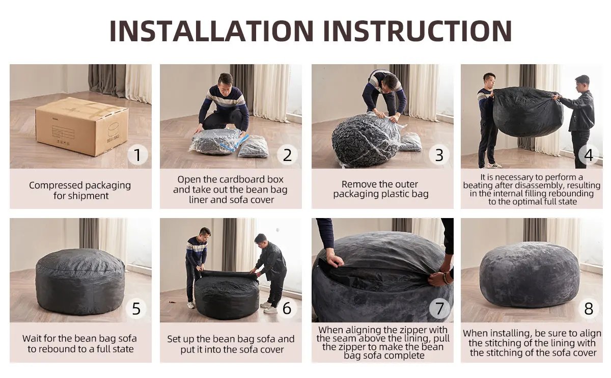 Bean Bag Chair with Filling Included Big Bean Bags Couch for Adults, Giant Beanbag Lazy Sofa for Living Room Bedroom and Dorm Bean Bag Chair with Filling Included Big Bean Bags Couch for Adults, Giant Beanbag Lazy Sofa for Living Room Bedroom and Dorm