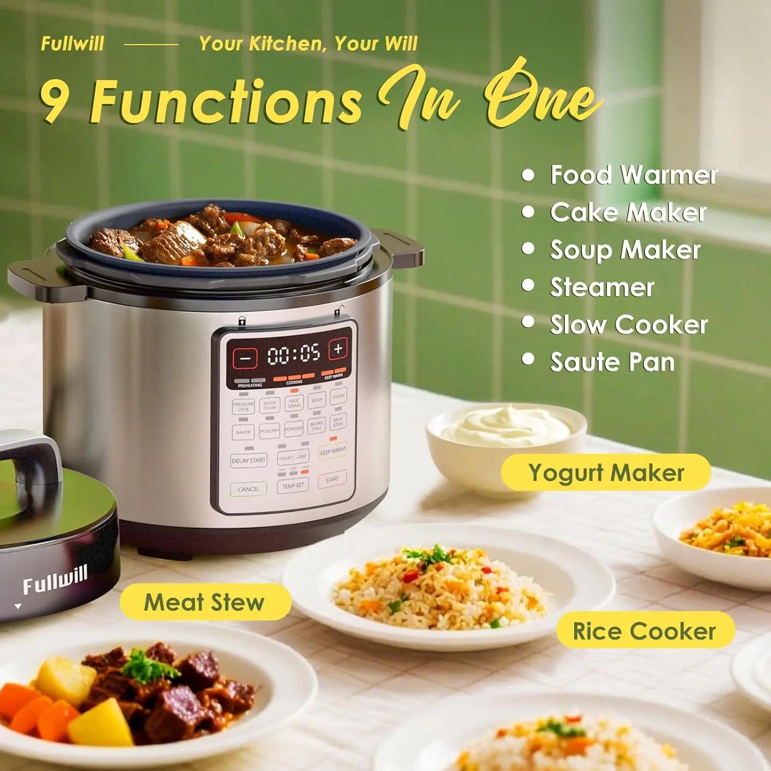 9-in-1 Electric Pressure Cooker(2025 Upgraded), 12 Presets Multi Cooker, Olla de Presion Nonstick Pot 6 Quarts 9-in-1 Electric Pressure Cooker(2025 Upgraded), 12 Presets Multi Cooker, Olla de Presion Nonstick Pot 6 Quarts