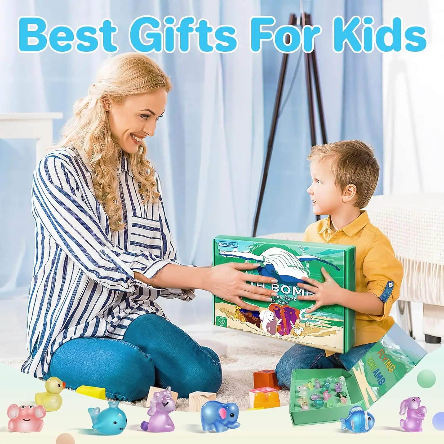 Kids Bath Bombs with Glow Toys Inside - 24 Pack Easter Gifts for Boys and Girls, Organic Bubble Bath Fizzies Kids Bath Bombs with Glow Toys Inside - 24 Pack Easter Gifts for Boys and Girls, Organic Bubble Bath Fizzies